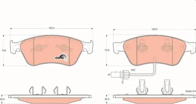 Image de Jeu de garnitures de frein Trw, frein à disque essieu avant GDB1553
