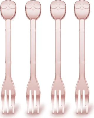 Obrázek produktu pro Koziol Elli, sada 4 ks, vidlička na dort, příbor, vidlička, 15,2 cm, průhledná růžová, 3296640