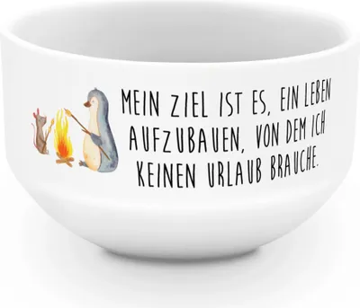 Produktbild von Mr. & Mrs. Panda schale Pinguin Lagerfeuer - Weiß - Geschenk, Liebe, Schüssel, Job, salatschälchen, Müslischale, reisschale, Arbeit, Müsli, Maus