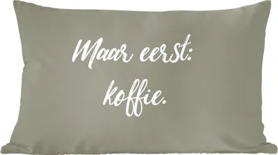 Produktbild von MuchoWow® Zierkissen Sofakissen Wohnzimmer Dekokissen 60x40 cm Sprichwörter - Aber zuerst: Kaffee - Zitate - Kaffee - Kopfkissen - Polster mit Foto