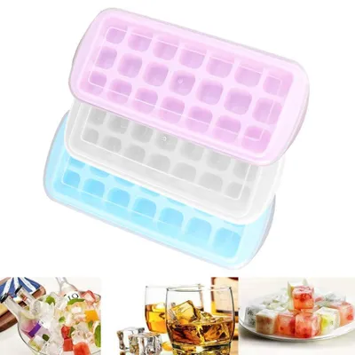 Produktbild von Eiswürfelformen mit Deckel, 21 Fächer, BPA-frei, flexible Gummiform für Eiswürfel in Bier, Wein, Whisky, Cocktails und Babynahrung.