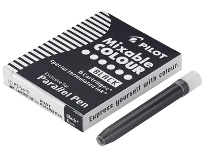 Produktbild von PILOT Parallel Pen Tintenpatronen 6er Set – für Kalligraphie, Farbe Schwarz