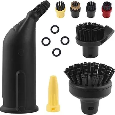 Produktbild von Rundbürstenset und Mundstück Düse für Kärcher Dampfreiniger Zubehör SC1 SC2 SC3 SC4 SC5, Schwarz Verlängerte Düse, Große Rundbürste Bürste Ersatzteile mit 4 Kleine Rundbürste