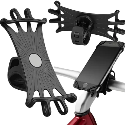 Obrázok produktu pre Držiak na telefón na bicykel silikónový držiak telefónu na riadidlá otočný 360 čierny