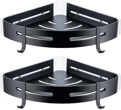 Produktbild von Arhatreya 2-stufiger Duschkorb Aluminium Schwarz Klebend