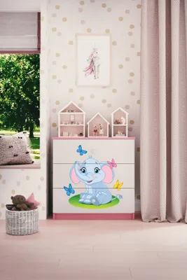 Produktbild von Kinderkommode mit Schubladen Elefant in der Farbe Rosa Babydreams