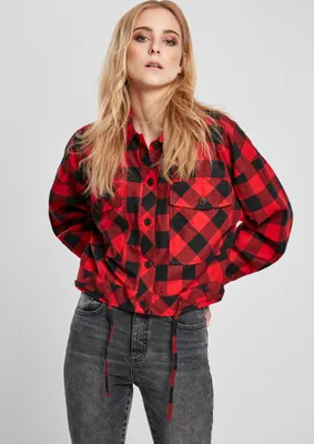 Zdjęcie produktu dla Urban Classics Ladies - Krótka koszula FLANELL czerwono czarna - L