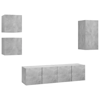Produktbild von vidaXL 5-tlg. TV-Schrank-Set Betongrau Holzwerkstoff