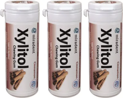 Produktbild von 3x Miradent Xylitol Zahnpflegekaugummi Zimt 3x 30 Stück