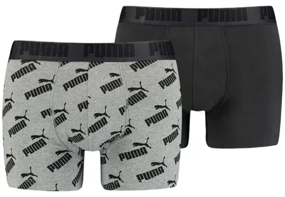 Produktbild von PUMA MEN AOP BOXER 2P dark grey melange/black L