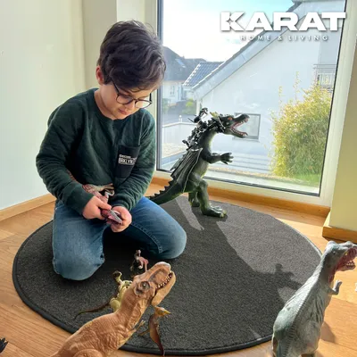 Produktbild von Kinderspielteppich Crocodile Rund viele Farben & Größen Anthrazit 66 cm Durchmesser