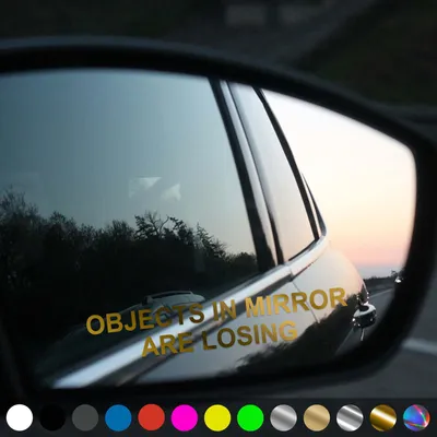 Produktbild von PantherPixel Objects In Mirror Aufkleber Rückspiegel Are Losing Sticker Auto Geschenkidee Farbe Chrom-Gold