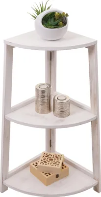 Produktbild von Eckregal HWC-K44, Regal Standregal Wohnregal, 3 Ablagen, 80x37x37cm MDF aus Paulownia  shabby weiß