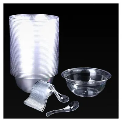 Produktbild von Dessertgläser aus Plastik, 80 Stück, 210 ml, wiederverwendbare Dessertbecher für Eis, Pudding und Joghurteis, Buffet Zubehör