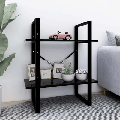 Image de Maison Exclusive - Bibliothèque à 2 étagères, noire, 60 x 30 x 70 cm, aggloméré