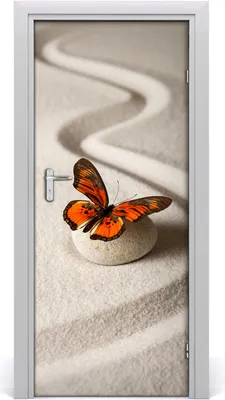 Produktbild von Tulup Türaufkleber 85x205 cm Dekorative Aufkleber Selbstklebend Wasserdichte Tapete Abnehmbar Schlafzimmer Wohnzimmer Wohnkultur - Zen Stone und Schmetterling