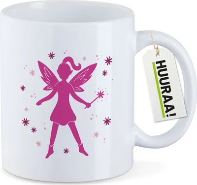 Produktbild von Huuraa Kaffeetasse Fee Fabelwesen 330ml Weiß Keramik Kaffeebecher Geschenkidee