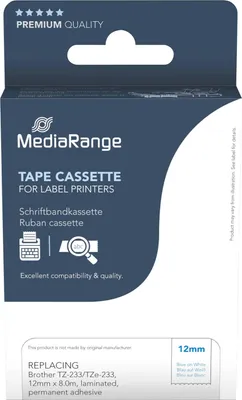 Produktbild von MEDIARANGE Schriftband MRBTZ233, ersetzt Brother TZ-233/TZe-233