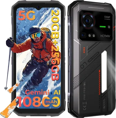 Produktbild von HOTWAV Hyper 7 Outdoor Handy mit Campinglicht, 6 Zoll FHD+ 120Hz Gorilla Glass 3 Display, 20GB RAM 256GB Speicher, MediaTek Dimensity 7050 5G, Android 14, 10800mAh 33W Akku, 64MP+32MP Kamera, 5G WiFi 6 NFC, Schwarz