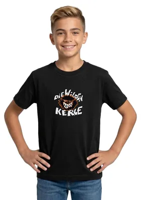 Produktbild von Spreadshirt Die Wilden Kerle Logo Teenager T-Shirt, 152/164 (12-14 Jahre), Schwarz