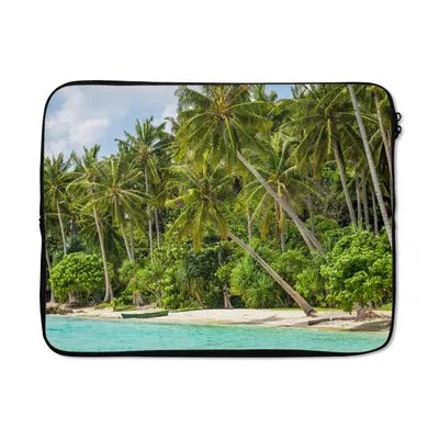 Produktbild von MuchoWow® Laptop Hülle 17 Zoll Laptoptasche Palme - Meer - Tropisch - Zipper - Schutzabdeckung