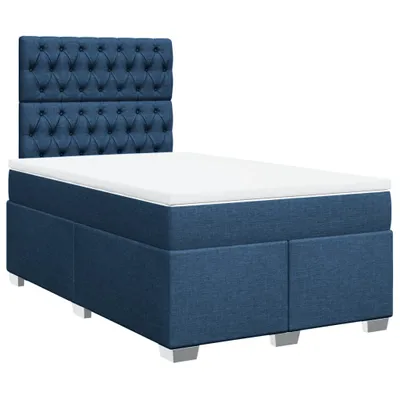 Image de vidaXL Lit boxspring avec matelas bleu 120x190 cm Tissu