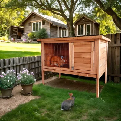 Produktbild von Kaninchenstall aus Holz für draußen Carrot