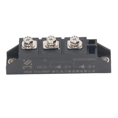 Immagine prodotto di modulo raddrizzatore a 3 poli, uscita 2 in 1, catodo comune, modulo di raddrizzamento fotovoltaico a diodi inversi MDK 50A 1600V