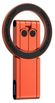 Immagine prodotto di Supporto magnetico per telefono, design pieghevole, treppiede regolabile, arancione