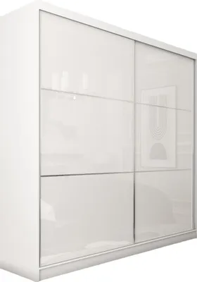 Image de Armoire Vena de 200 cm avec 2 portes coulissantes Armoire à portes coulissantes (couleur : blanc, lacobel blanc)