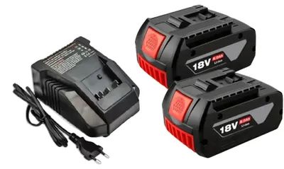 Obrázok produktu pre Nabíjateľná batéria, kapacita 8000 mAh, kompatibilná s 18V náradím, nabíjačka na 2 batérie, 18V