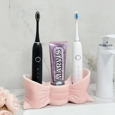 Imagen del producto de Soporte de cerámica para cepillos de dientes y pasta de dientes