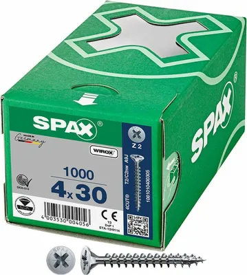 Image de SPAX® 1081010400305 SPAX® Universalschrauben Z2 Senkkopf WIROX 1081010400305 4 mm x 30 mm, 1000 St.