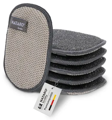6er-Pack Scrubby-Schwämme, kratzfest, 2-seitig, grau