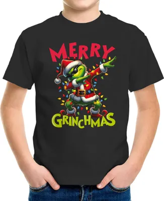 Produktbild von Kinder T-Shirt Weihnachten Merry Grinchmas Grinch Dab Weihnachtsmann Weihnachts-Shirt Mädchen Jungen  Moonworks®