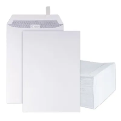 Image de 100 pièces Enveloppes - Enveloppe d'expédition C4 sans fenêtre - 229x324 mm - Enveloppes - blanc - fermeture autocollante Haftfix - Enveloppes - Papier