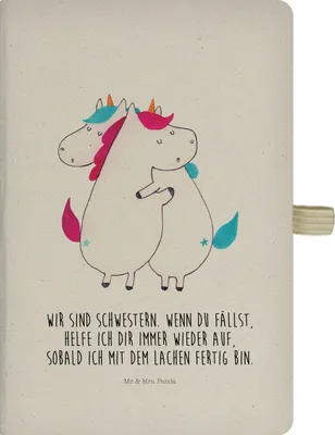 Produktbild von Mr. & Mrs. Panda Journal Einhörner Umarmen - Transparent - Geschenk, notizbuch, Freundin, Kladde, Skizzenbuch, Einhorn, Unicorn, Notizheft, Liebe, Familie, Geschwister