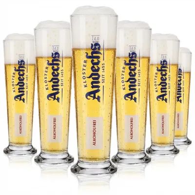 Produktbild von 6x Andechs Bierglas Gläser 0,5l Weißbierglas Alkoholfrei Rastal