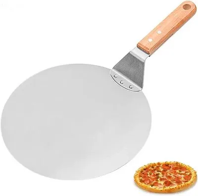 Immagine prodotto di Teglia per pizza rotonda 25,5×25,5 cm – 14 cm in legno, acciaio, acciaio inossidabile, per pizza, frittelle, torte