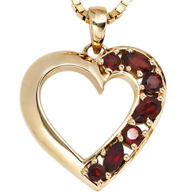 Produktbild von JOBO Anhänger Herz 585 Gold Gelbgold 7 Granate rot