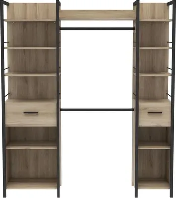Image de Ensemble d'armoires extensible - RIGA - Chêne Kronberg / Noir mat - 179 x 47,9 x 207,5 cm - DEMEYERE