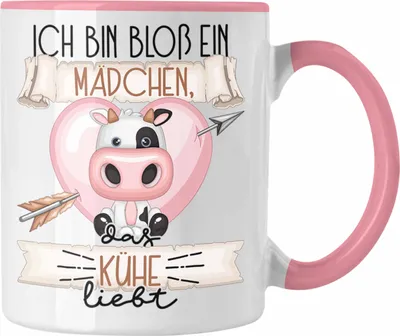Produktbild von Trendation - Kühe Tasse Geschenk Frauen Ich Bin Bloß Ein Mädchen Das Kühe Liebt Landwirtin Geschenk Spruch Geburtstag (Rosa)