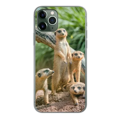 Produktbild von MuchoWow® Handyhülle Schutzhülle Hülle für iPhone 11 Pro Erdmännchen - Familie - Tiere Silikon Softcase Handy Hülle - Handy