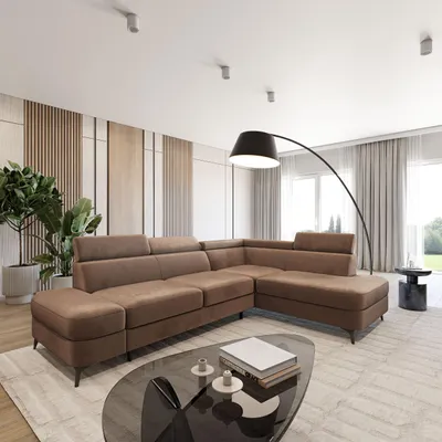 Produktbild von Masseno Ecksofa AVISE M R-S mit Schlaffunktion L-Form, Sofa mit Bettkasten, Wohnzimmersofa, Couch, Soffa, Bettsofa, Couchgarnitur- Beige, MONOLITH 09
