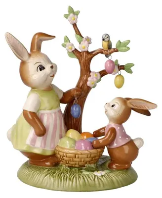 Hasenfigur aus Steingut, bunt verziert, 16x11x17 cm