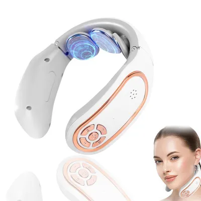 Produktbild von Nackenmassagegerät,Elektrischer Nacken und Schultermassagegerät, TENS Puls, 15 Stufen Intensität, 3 Wärme-Modi, tragbar Massagegerät, wiederaufladbar