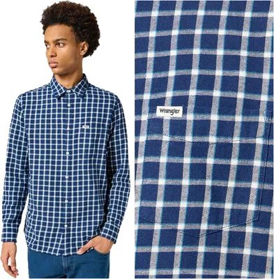 Produktbild von Wrangler Herren -Shirt 1 Punkt Hemd Schwarz Iris 112356771 W5x2017356