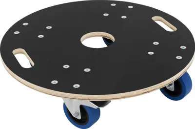 Produktbild von ECD Germany Transportroller rund, Ø 57x14,5 cm, mit Siebdruckplatte und 2 gebremsten Rollen, 800 kg Tragkraft, für Umzug Möbel-Transport