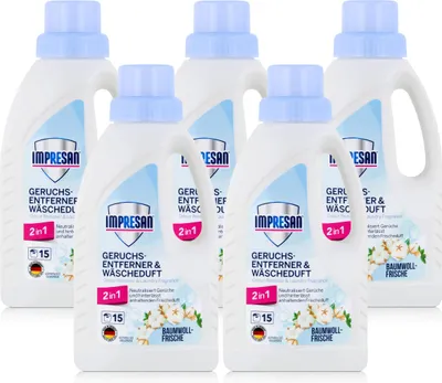 Produktbild von Impresan Geruchs-Entferner & Wäscheduft Baumwoll-Frische 450ml (5er Pack)