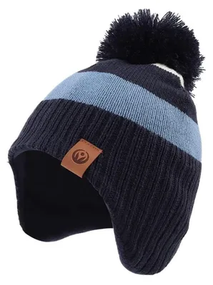Obrázok produktu pre Detská zimná čiapka, pletená čiapka s pompom, modrá, pre dievčatá a chlapcov, vek 4-7 rokov
